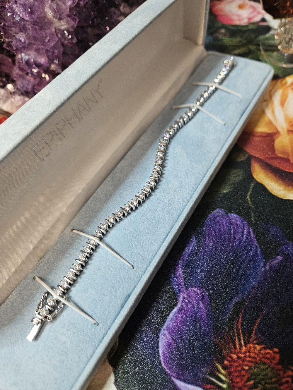 Vintage Epiphany Diamonique 925 Silver Tennis Bracelet